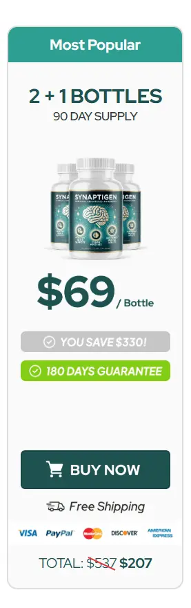 synaptigen three bottle price